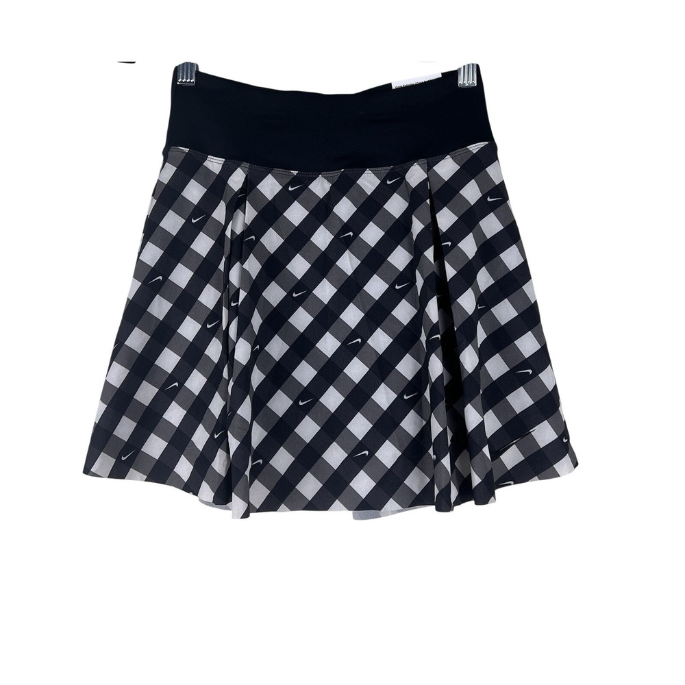 Nike Tennis Womens XS Skort Black White Gingham Plaid Dri-Fit Skirt Pickleball